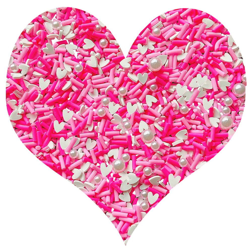EHOPE pink heart sprinkles for nail art and cake decoration ideas.