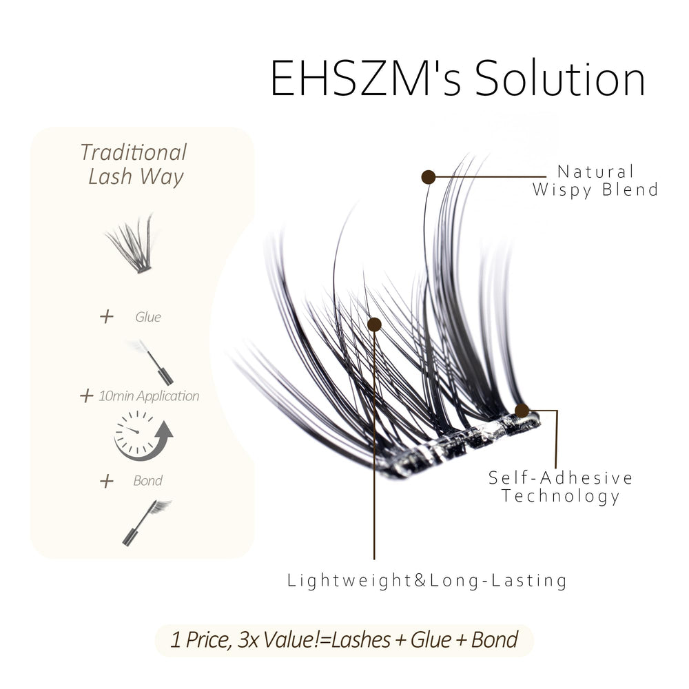 EHSZM BEAUTY easy-apply lashes with simple removal steps for gentle take-off.