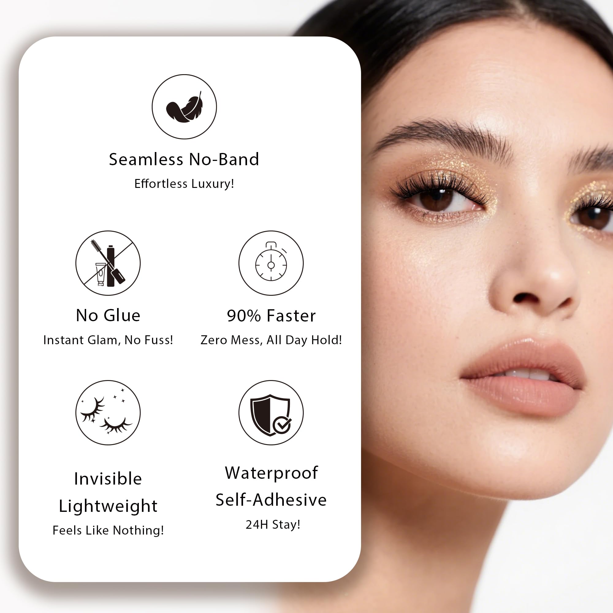 EHSZM BEAUTY self-adhesive lash base provides mess-free application and comfortable wear.