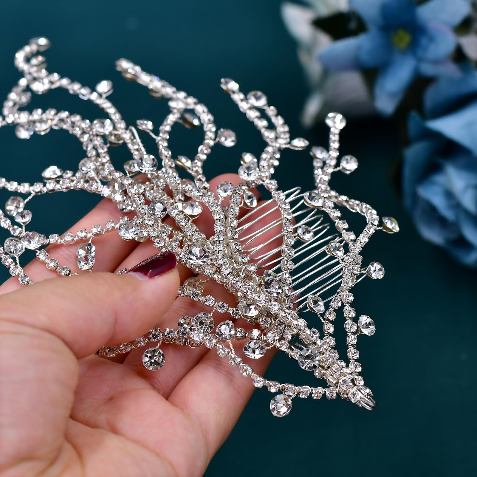 Eiaork 188 silver wedding headpiece enhances formal elegance.