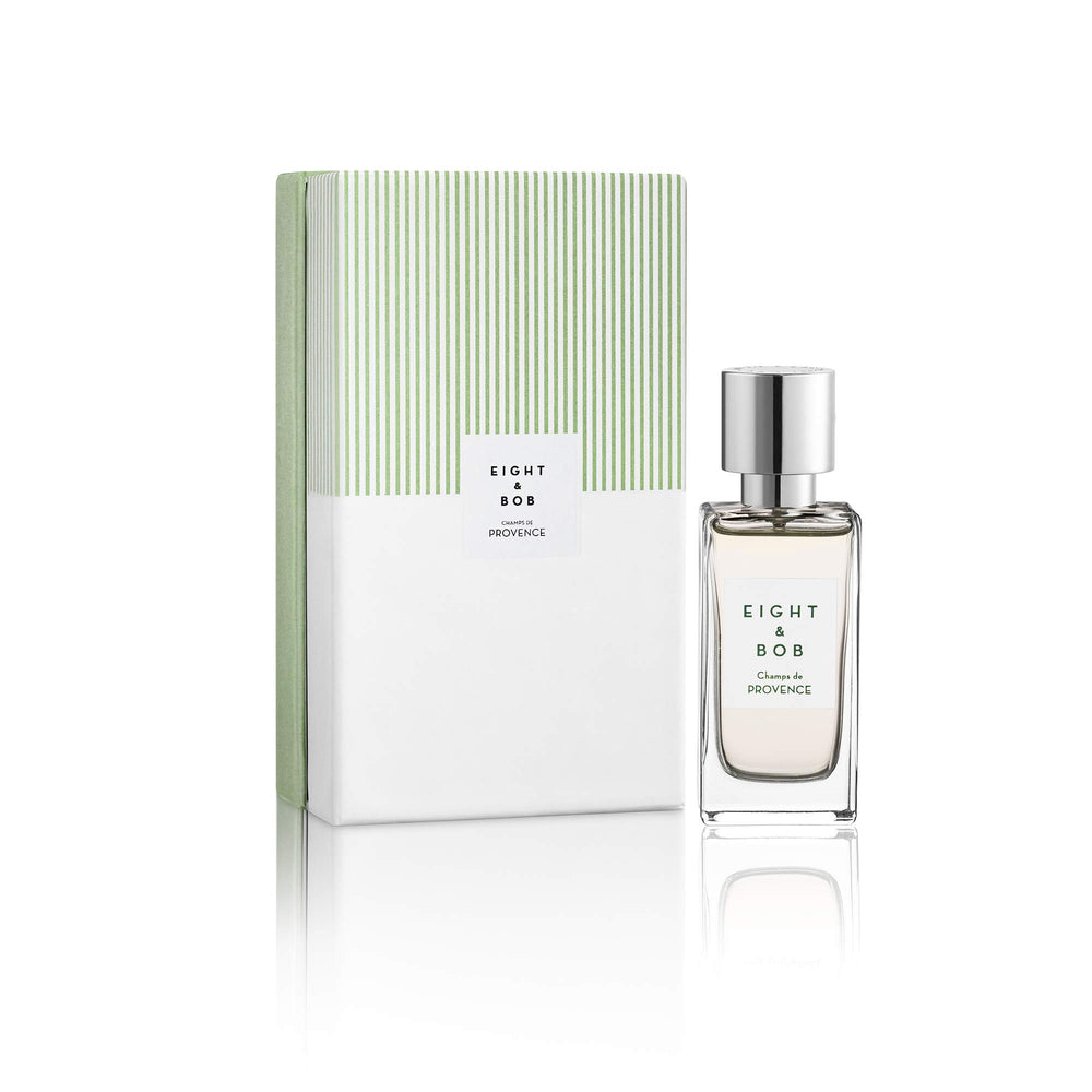 Eight & Bob Champs de Provence bottle front view, highlighting a fresh green citrus scent for daytime wear