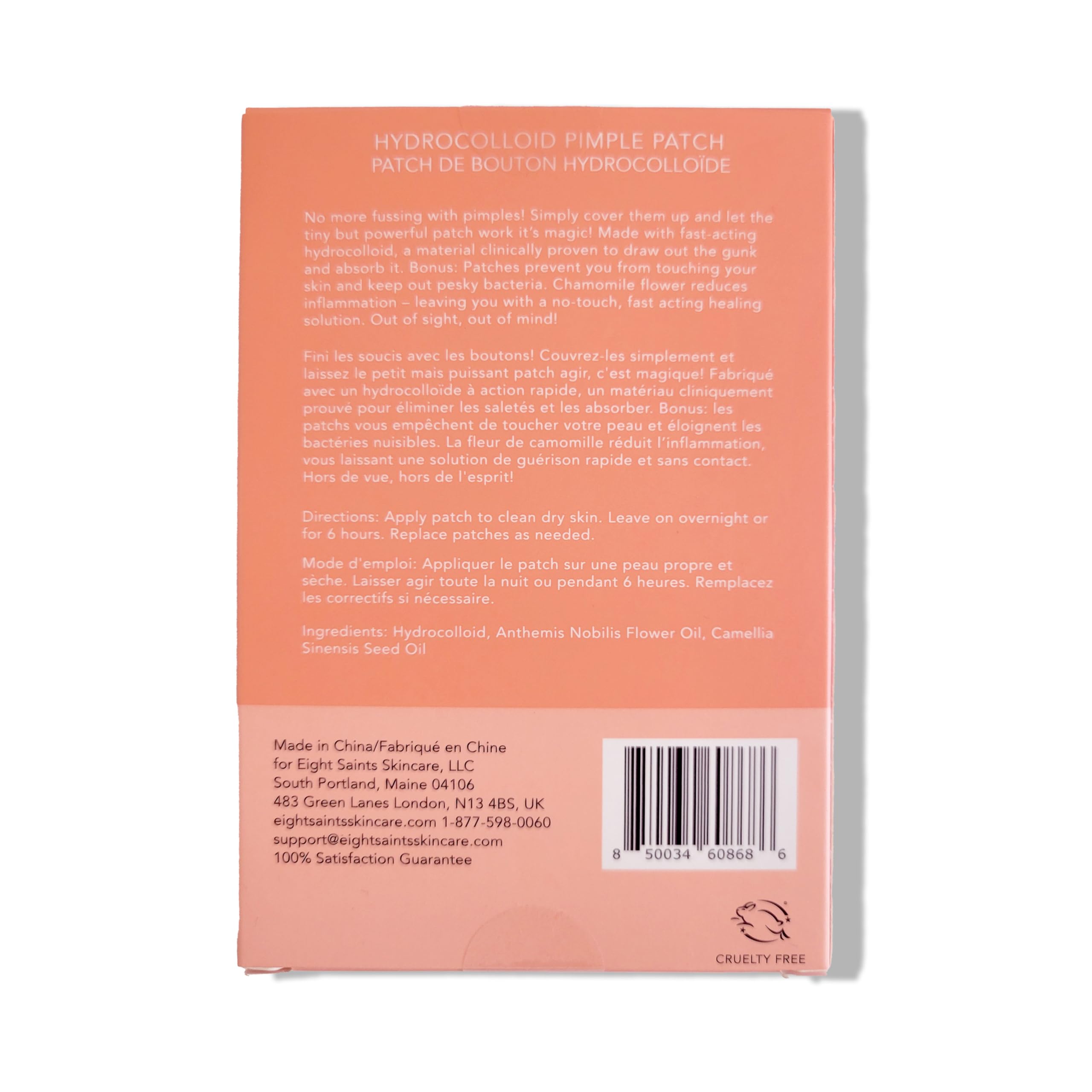 Chamomile and green tea ingredients shown on packaging.