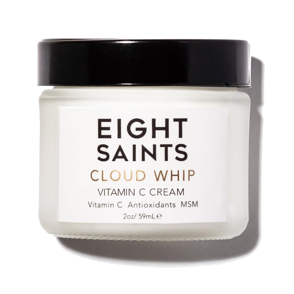 Eight Saints Cloud Whip day cream packaging highlights daily hydration and antioxidant protection.