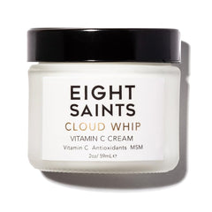 Eight Saints Cloud Whip day cream packaging highlights daily hydration and antioxidant protection.