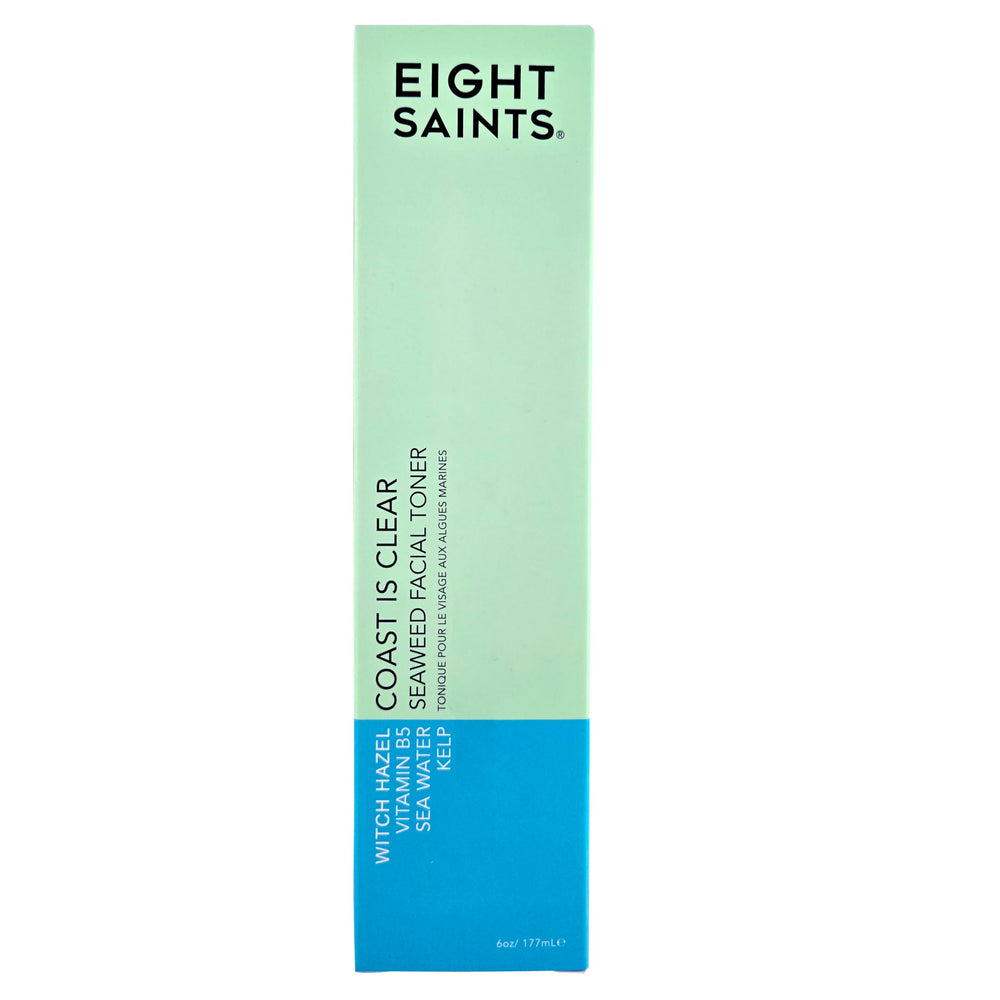 Eight Saints Coast is Clear cotton pad application demonstrates makeup removal.