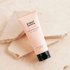 Eight Saints Down To Earth Mud Gel Face Wash closeup texture shows a smooth gel cleanse.