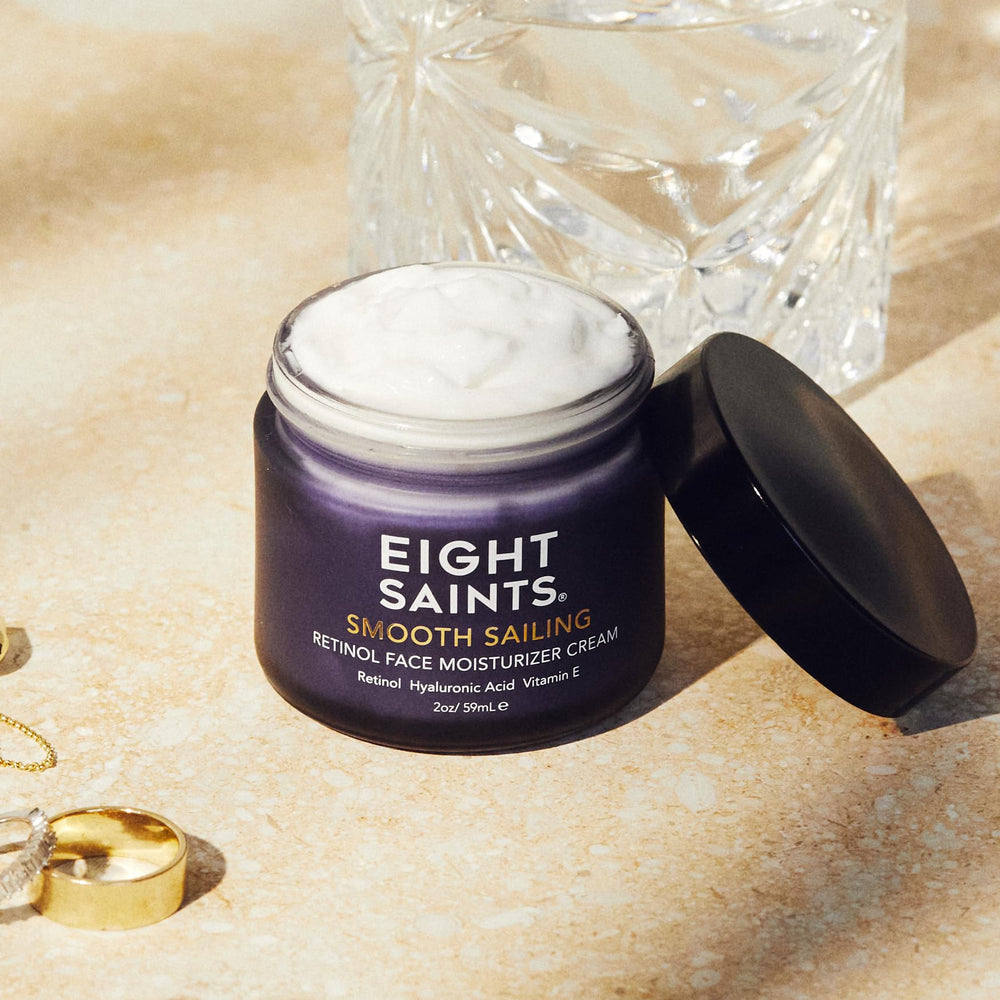 Eight Saints fragrance-free cream close-up highlighting fragrance-free formula.