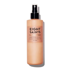 Eight Saints Island Time body lotion front view highlights coconut hydration