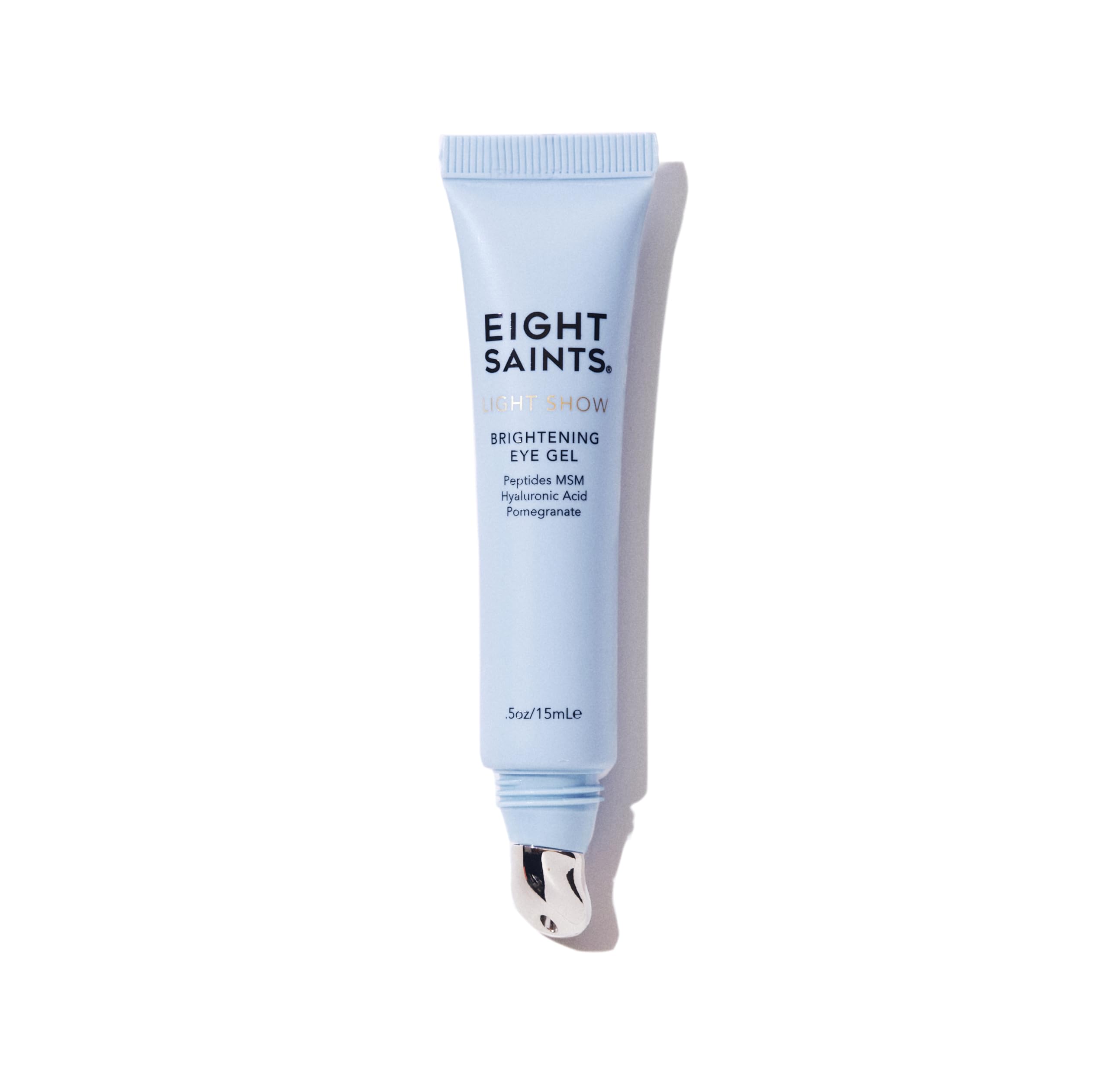 Eight Saints Light Show Eye Gel packaging highlights fragrance-free natural formula