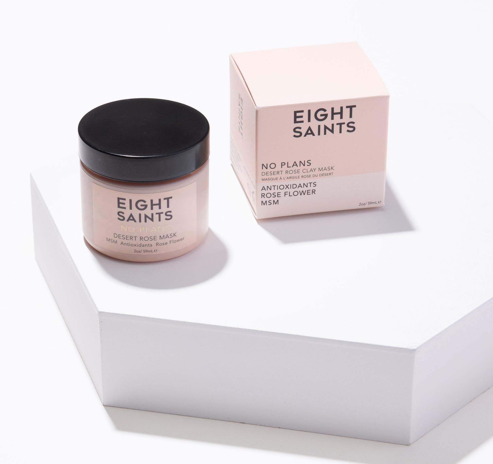 Eight Saints No Plans Clay Mask spread on face showing even application.