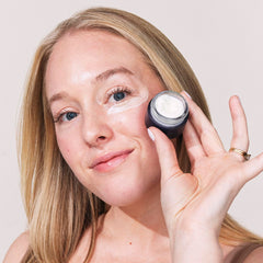 Eight Saints Retinol Eye Cream texture close-up emphasizes creamy consistency and natural glow