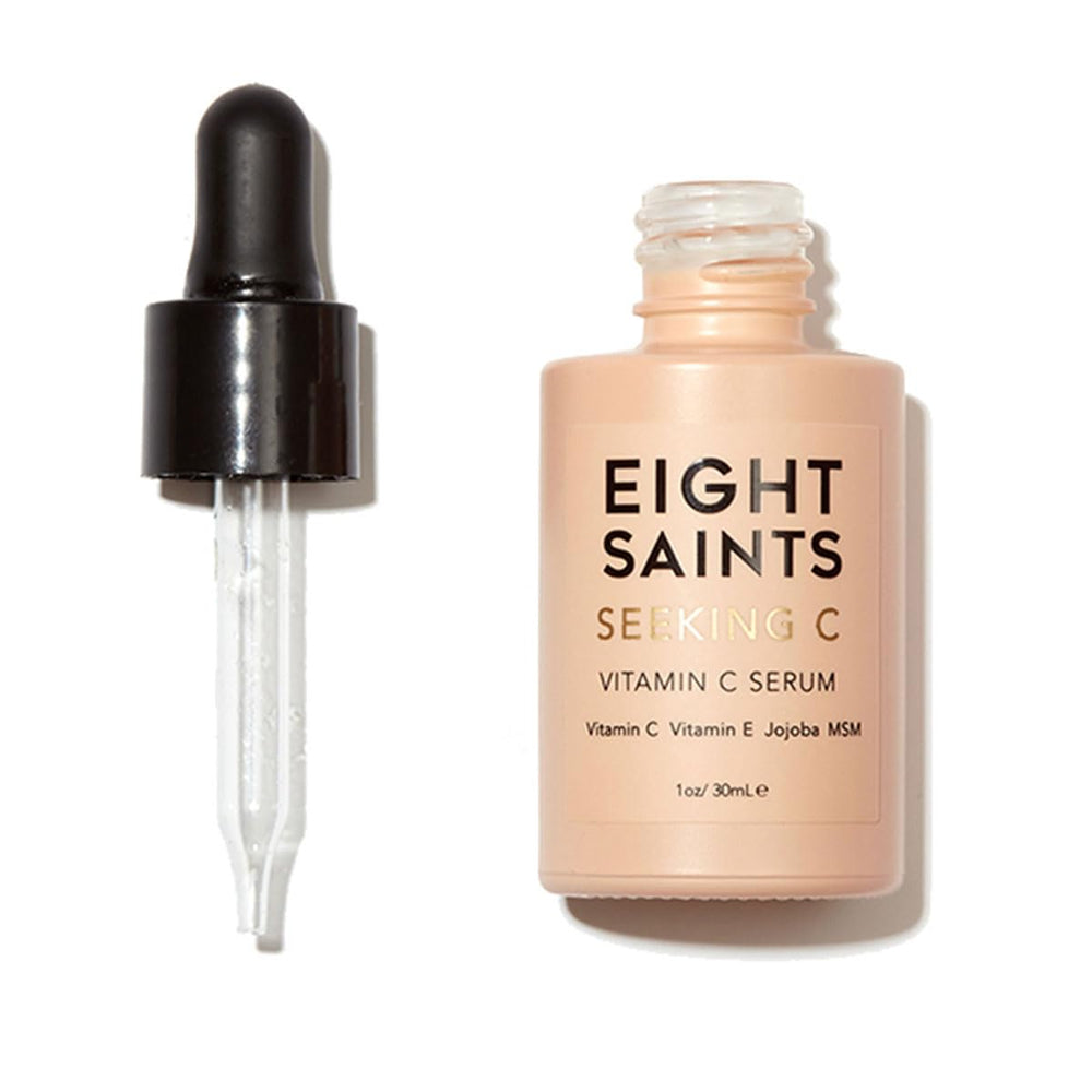Eight Saints Vitamin C Serum bottle and dropper for brightening and hydration.