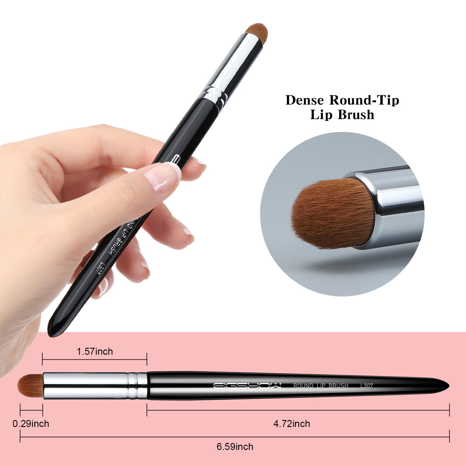 EIGSHOW lip brush with soft, dense bristles for gentle use.