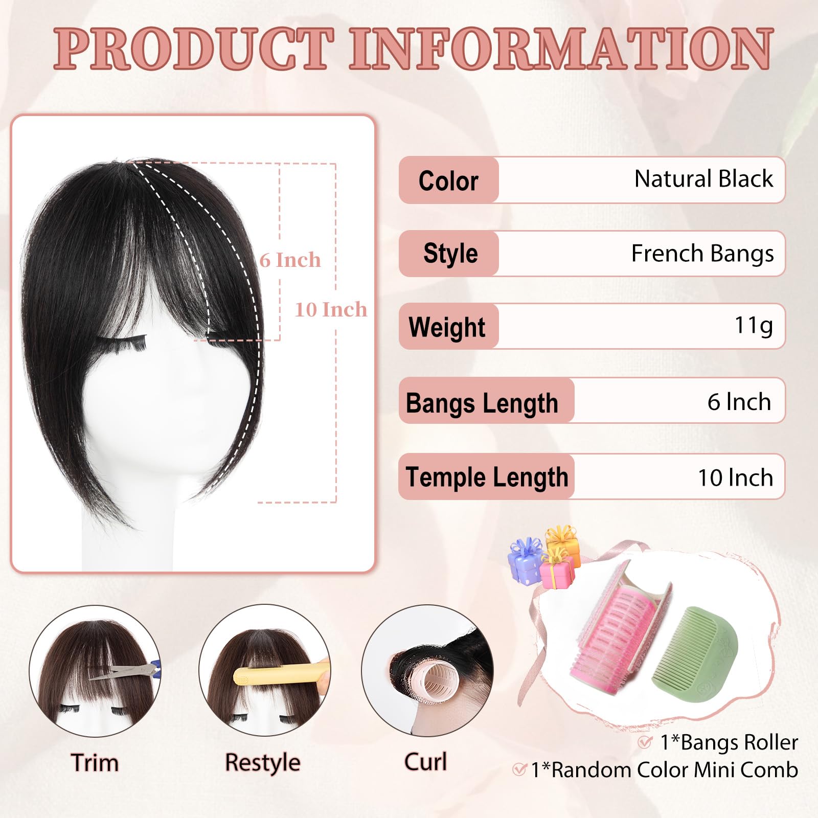 EINAEY bangs with temple pieces fit securely for all day stability