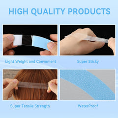 Eiohlnd blue tape strips secure wigs and extensions with ease.