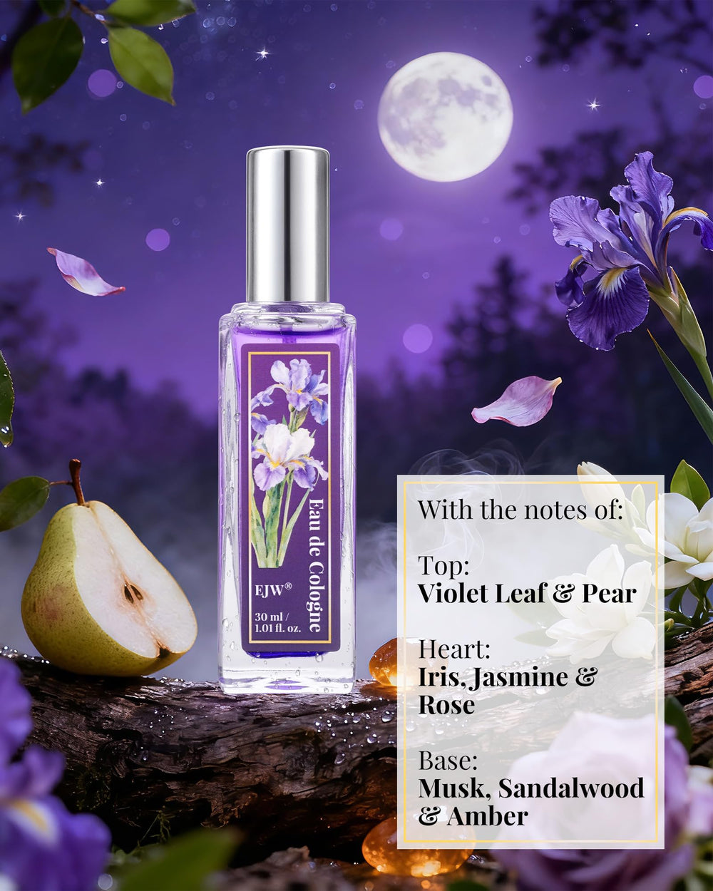 EJW Midnight Violet mist spray in use for hair and skin refresh.