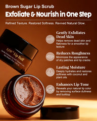 EJW lip scrub ingredients highlight coconut and jojoba oils delivering deep hydration.