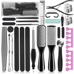 EKOCSIO 36-in-1 pedicure kit laid out for comprehensive at-home foot care