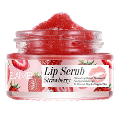 ELAIMEI Strawberry Lip Scrub jar nourishes lips with a smooth, hydrated feel.