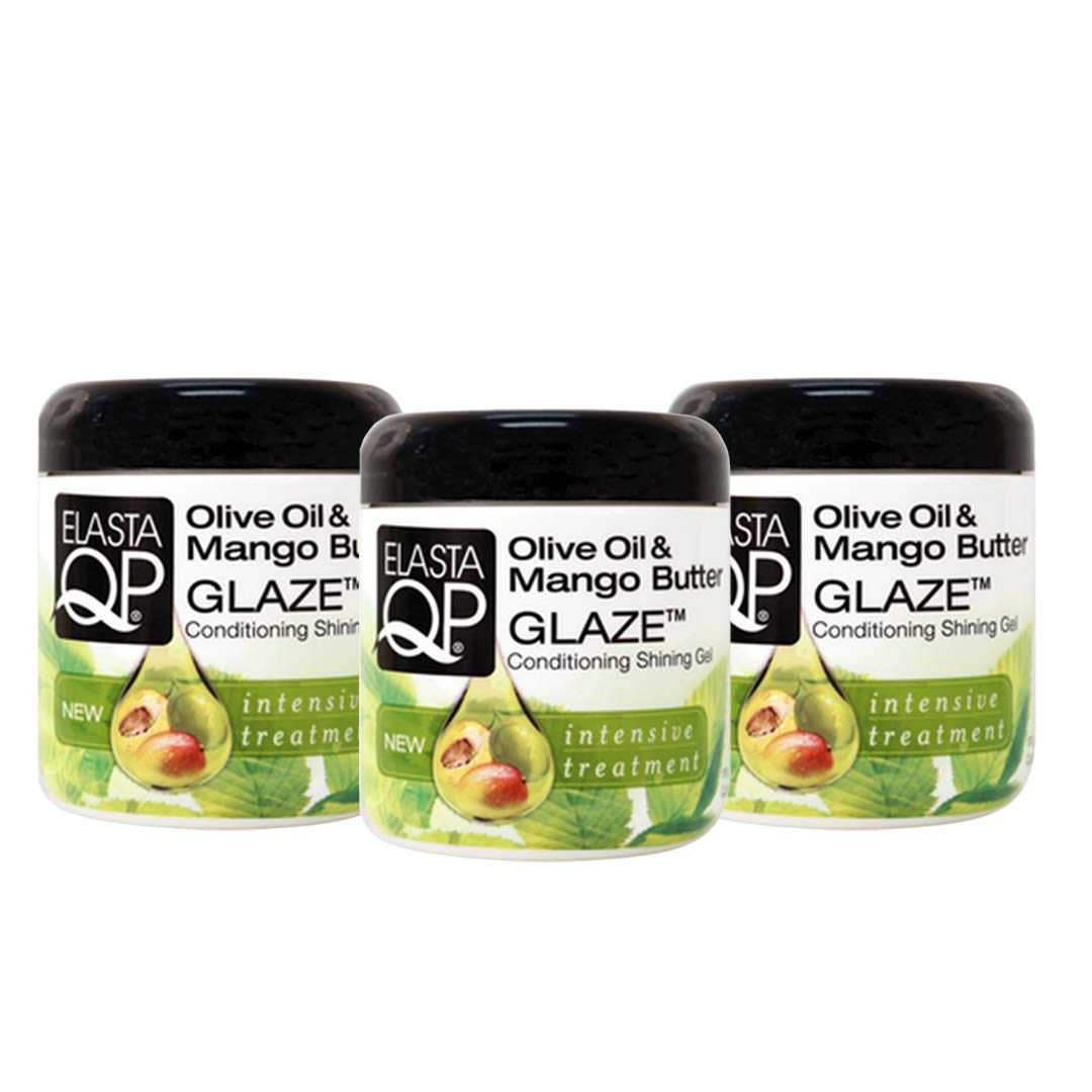 Elasta QP Olive Oil and Mango Butter Glaze bottle for smooth, hydrated curls