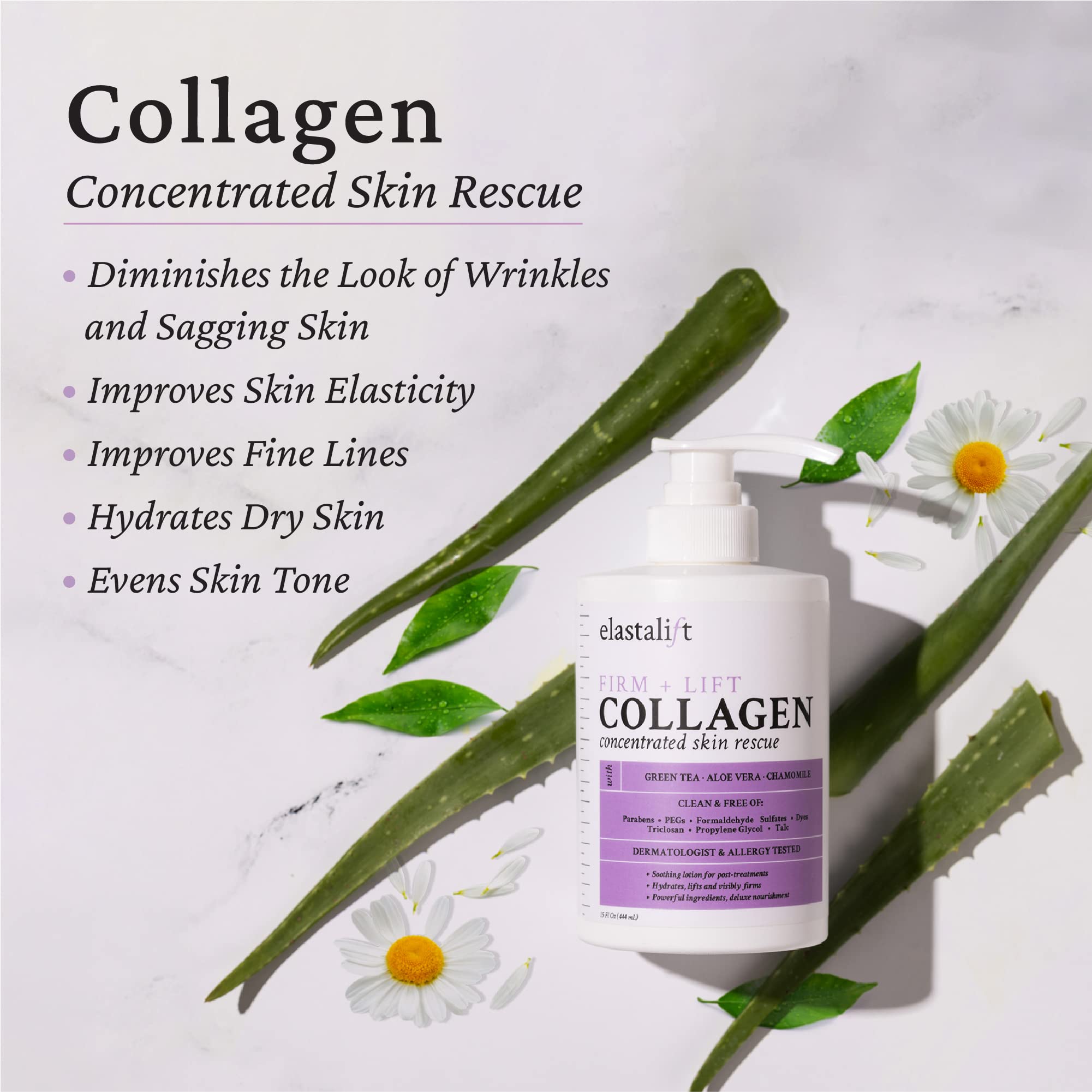 Elastalift Collagen Cream on the face smooths and nourishes the skin.