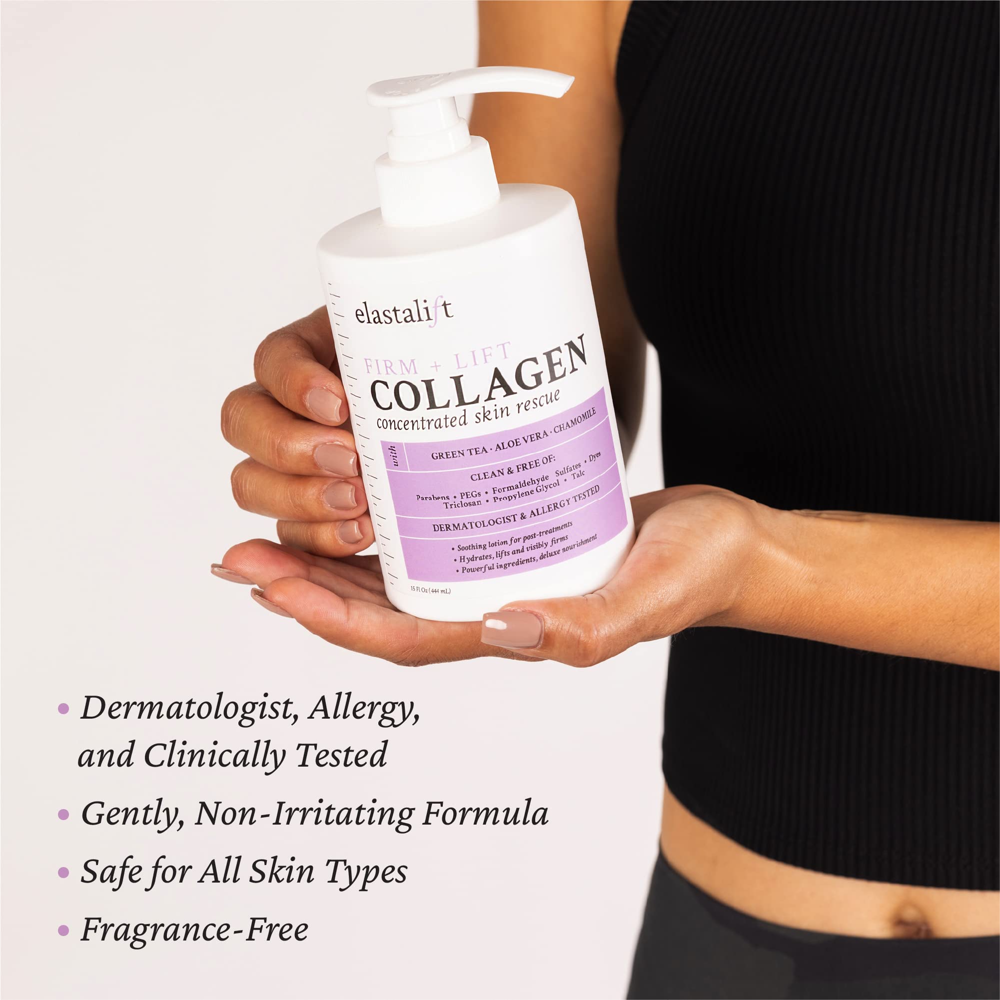 Elastalift Collagen Cream texture swirl showcases a rich, hydrating formula for plump skin.