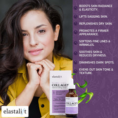 Elastalift collagen serum swatch texture reveals lightweight, non-greasy feel.