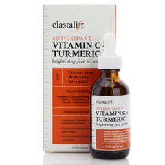 Elastalift Concentrated Vitamin C Turmeric Oil bottle brightens skin and evens tone.