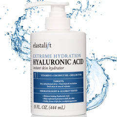 Elastalift Hyaluronic Acid Body Lotion bottle shown for deep hydration and smooth skin.