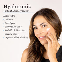Elastalift Hyaluronic Acid Body Lotion packaging on a clean bathroom shelf.