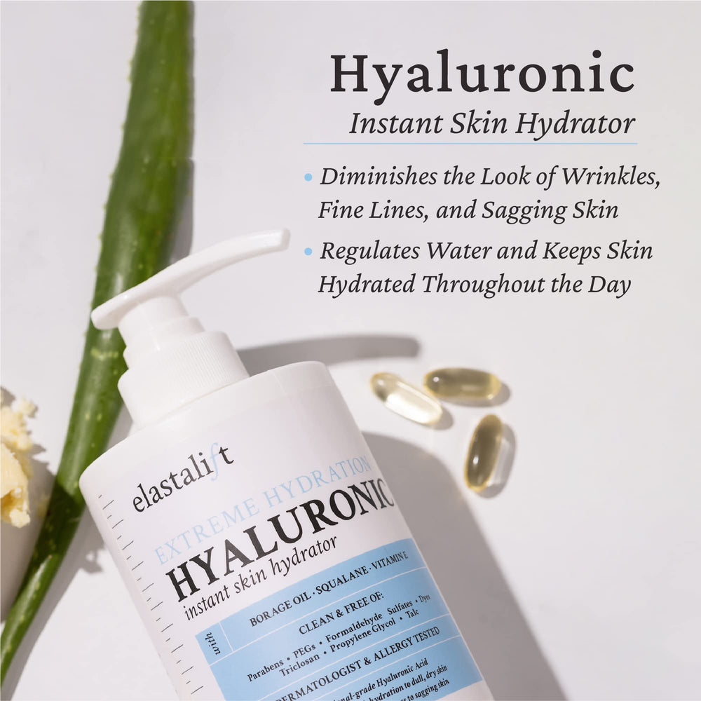 Elastalift Hyaluronic Acid Body Lotion pump dispensing for quick daily hydration.