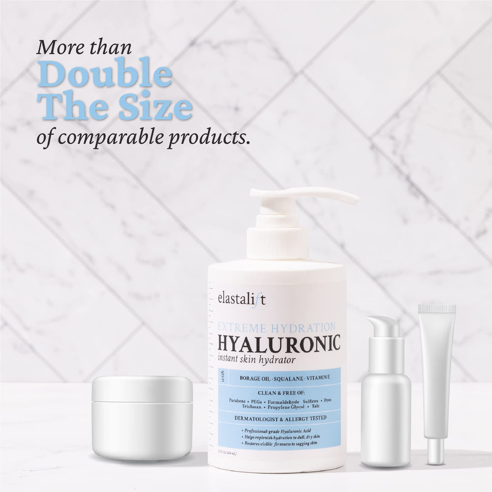 Elastalift Hyaluronic Acid Cream on a vanity with a hydrating routine.