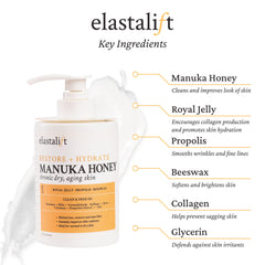 Elastalift Manuka Honey Cream on the face during application for smoother, nourished skin