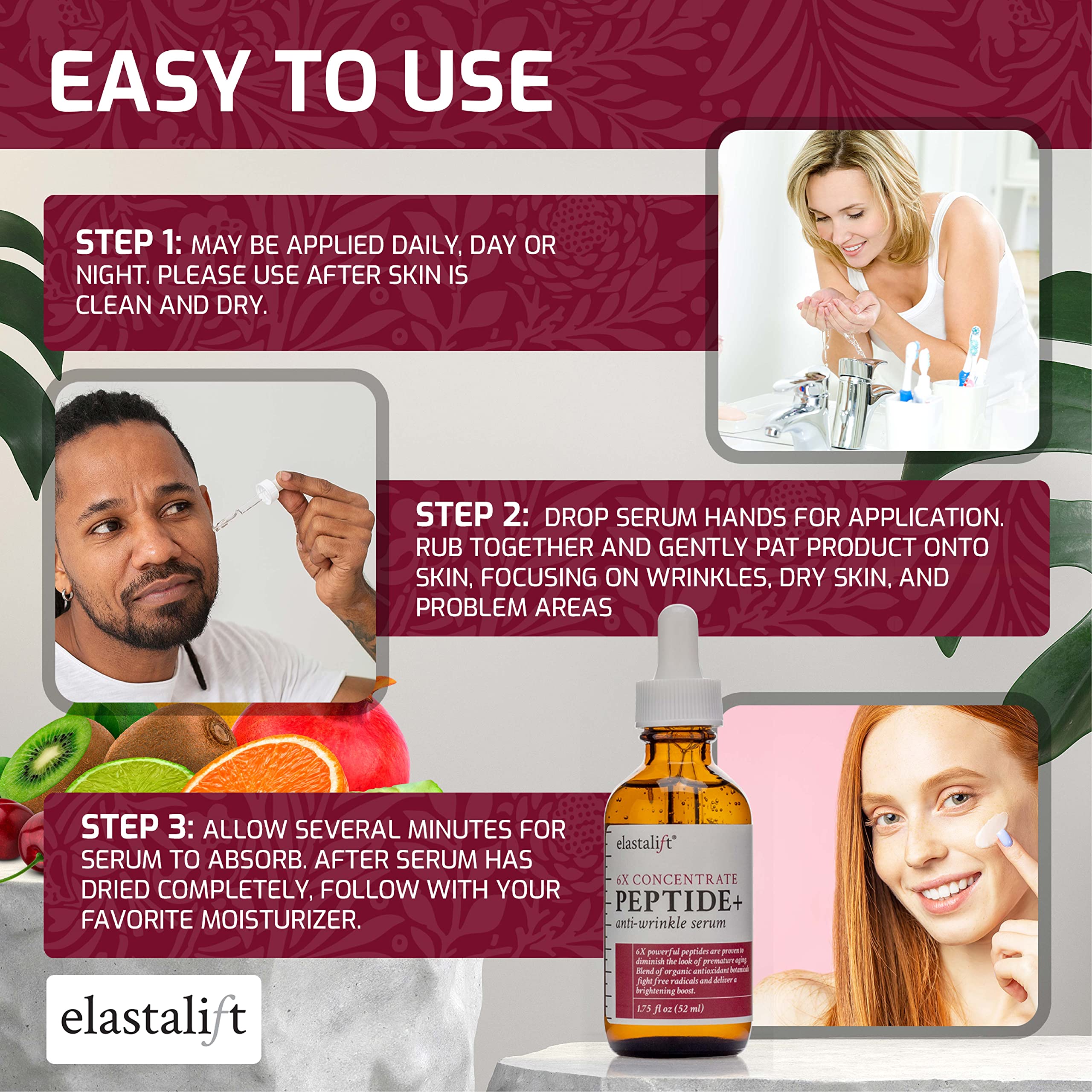 Elastalift serum texture swirl showcases lightweight, hydrating feel