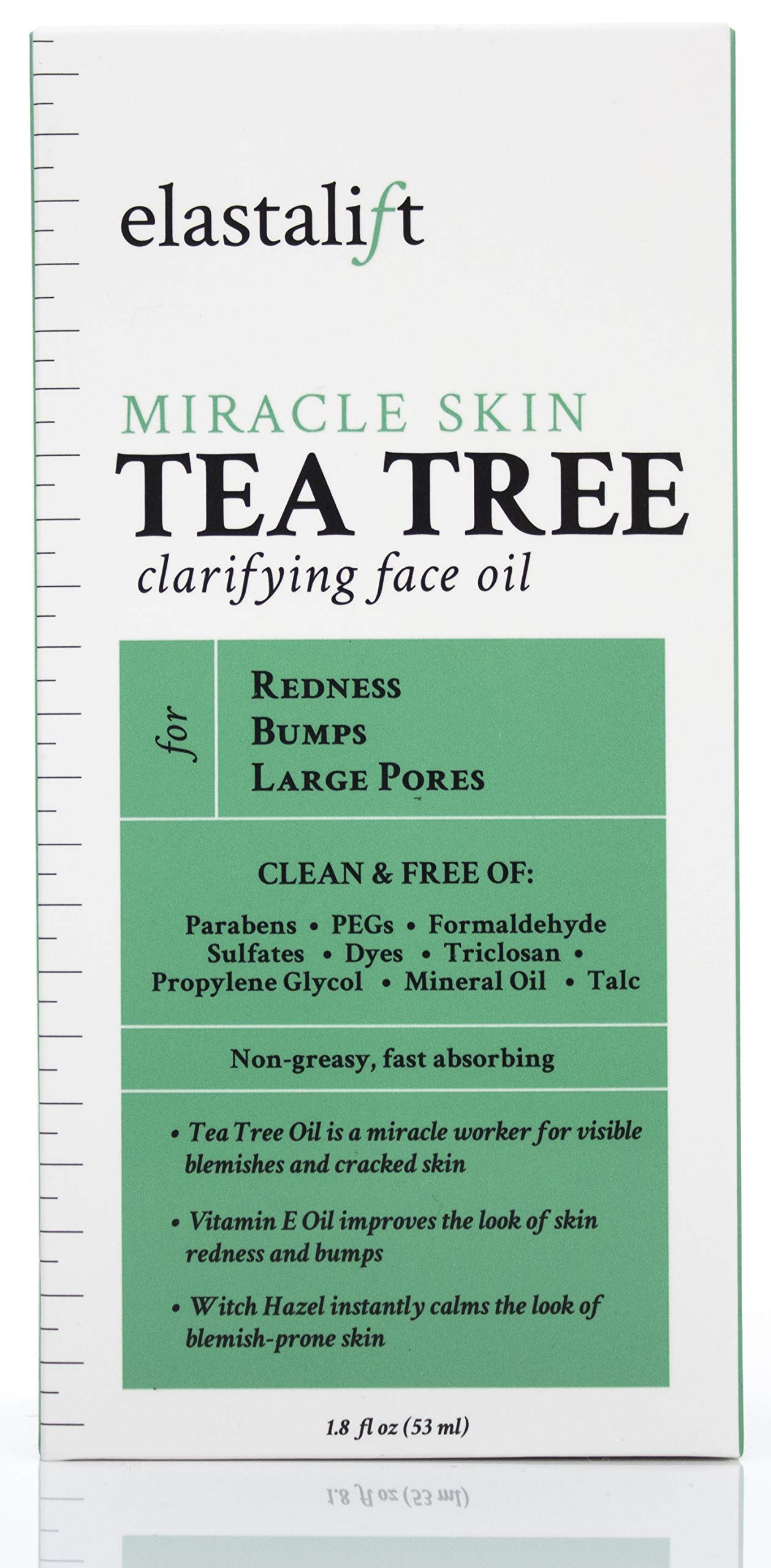 Elastalift Tea Tree Oil close-up texture; quick absorption, non-greasy feel.