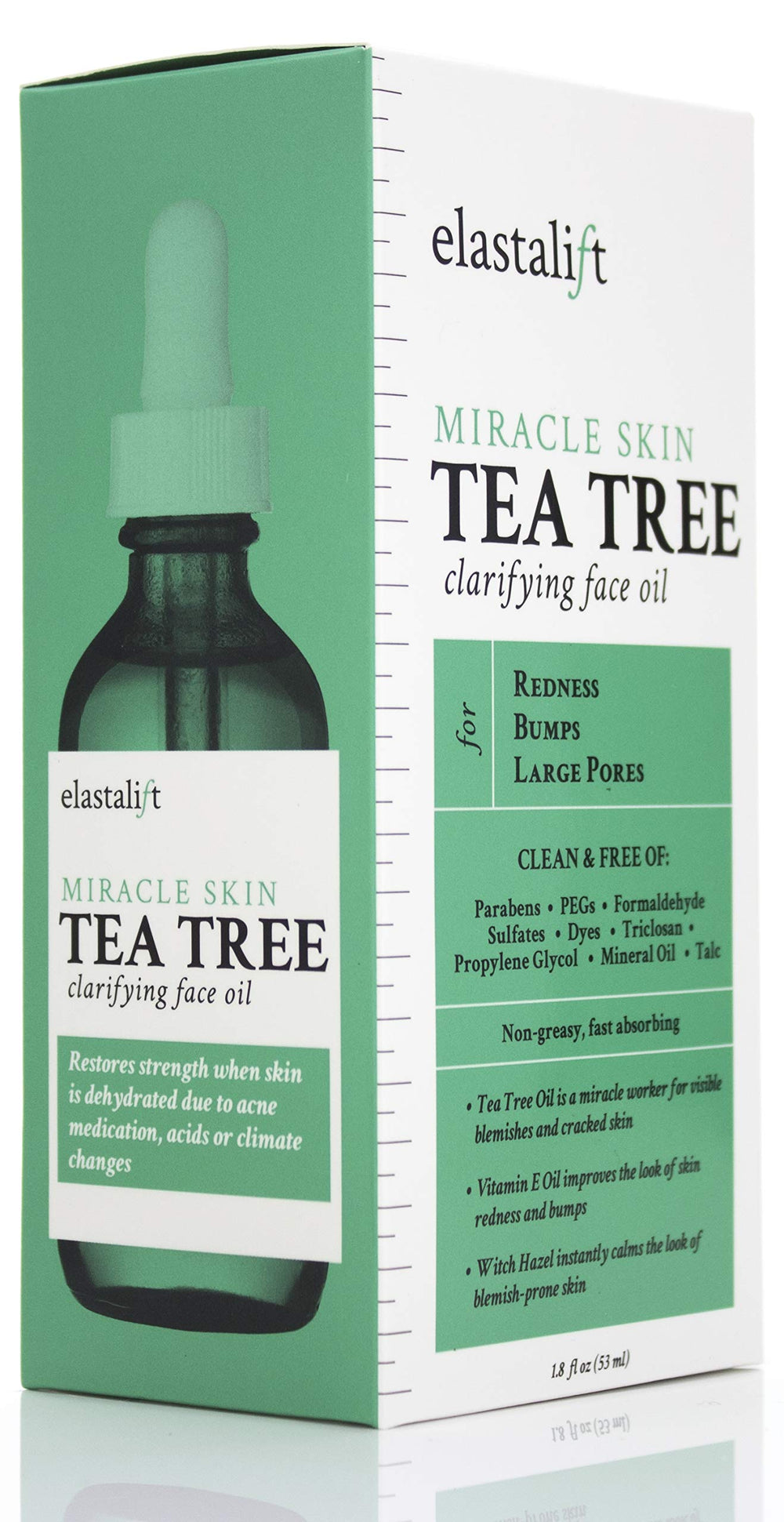 Elastalift Tea Tree Oil travel-size bottle; ideal for on-the-go skincare.
