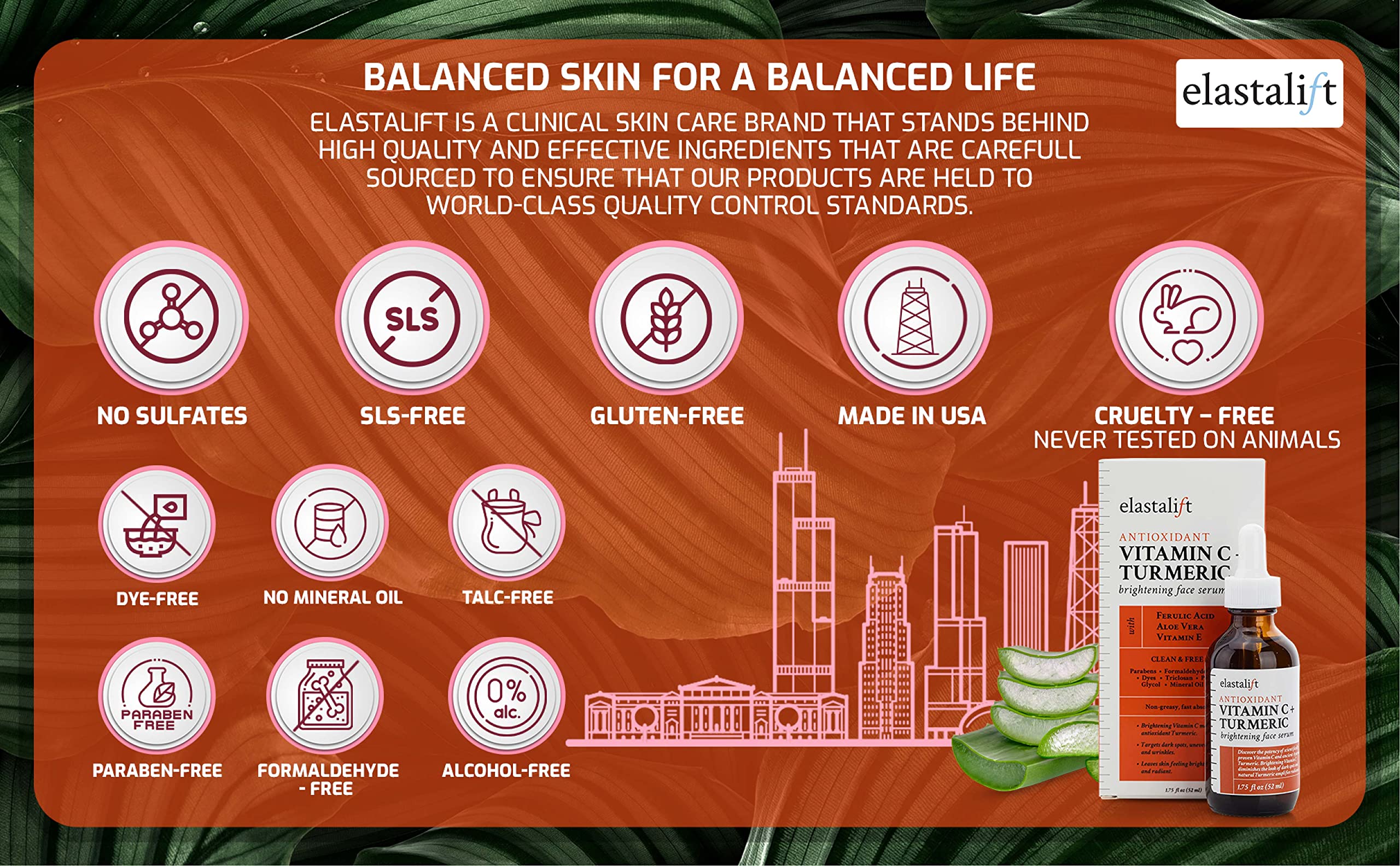 Elastalift Turmeric Oil close-up highlights redness calming potential.
