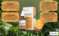 Elastalift vitamin C serum dropper close-up for precise application and even distribution.