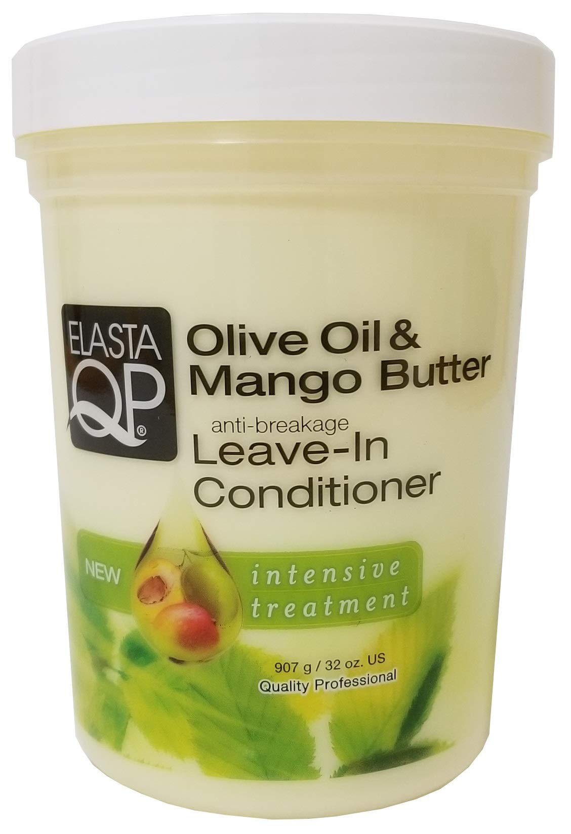 Elastaqp olive and mango leave-in conditioner bottle for lightweight moisture.