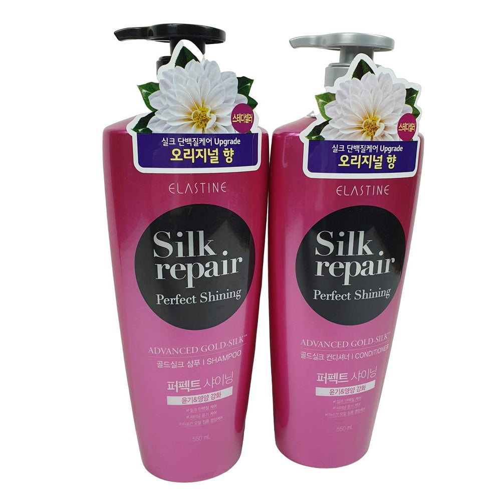 ELASTINE Silk Repair shampoo bottle pour for silky shine and detangled hair