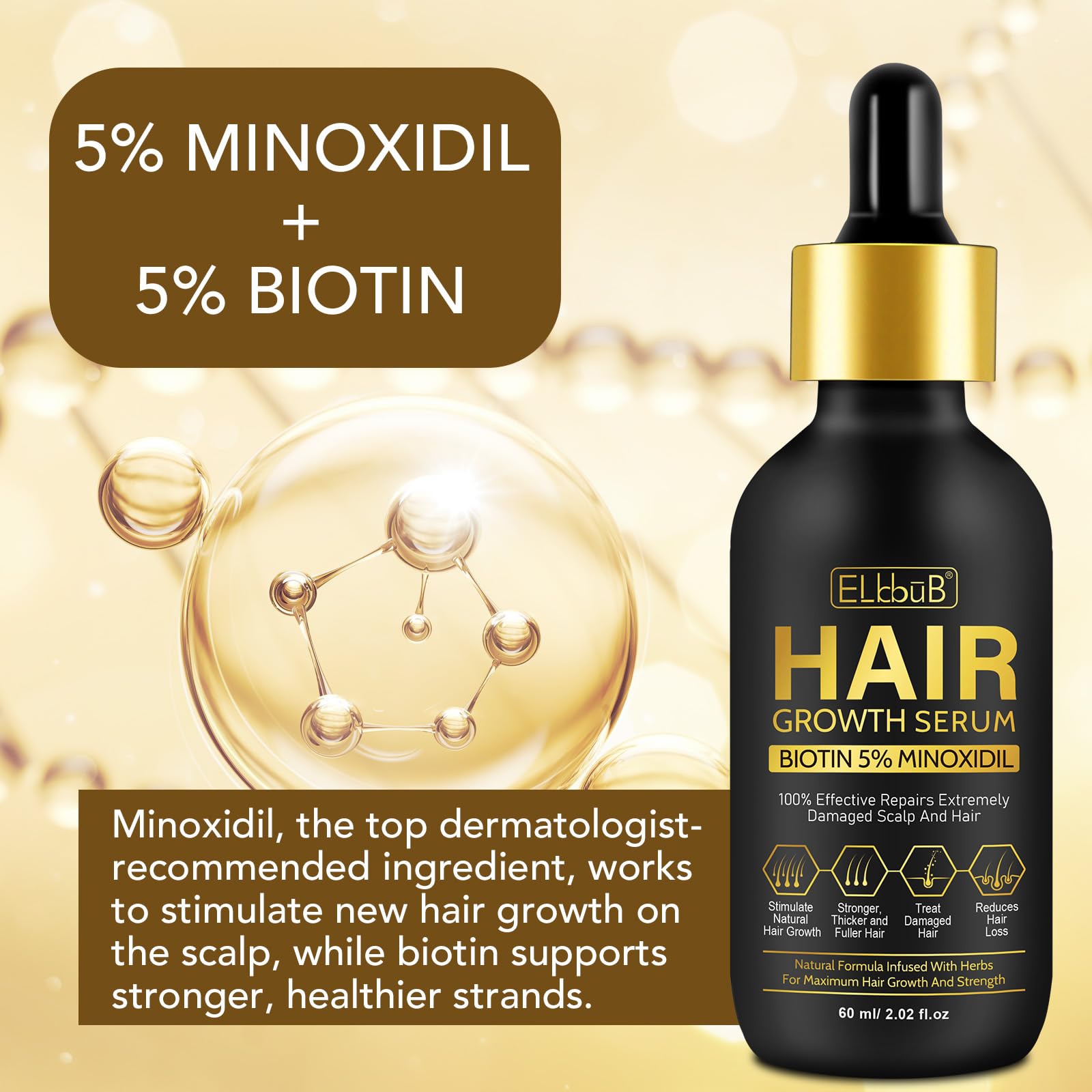 ELBBUB biotin-ingredients-visual emphasizes nourishing nutrients for stronger hair.