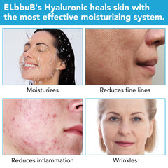 ELBBUB Hyaluronic Serum texture closeup shows lightweight, non-greasy absorption.