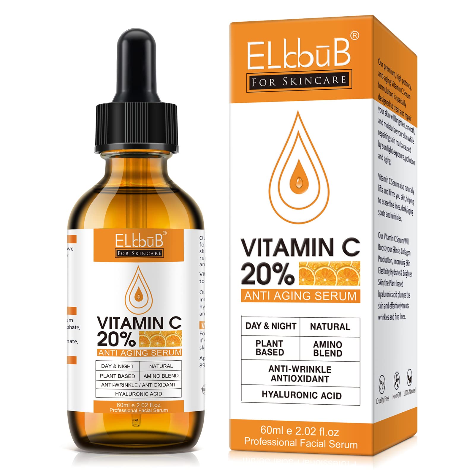 ELBBUB premium serum bottle shows silky formula for daily care and hydration