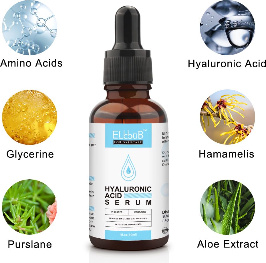 ELBBUB serum texture close-up reveals lightweight, non-greasy finish.