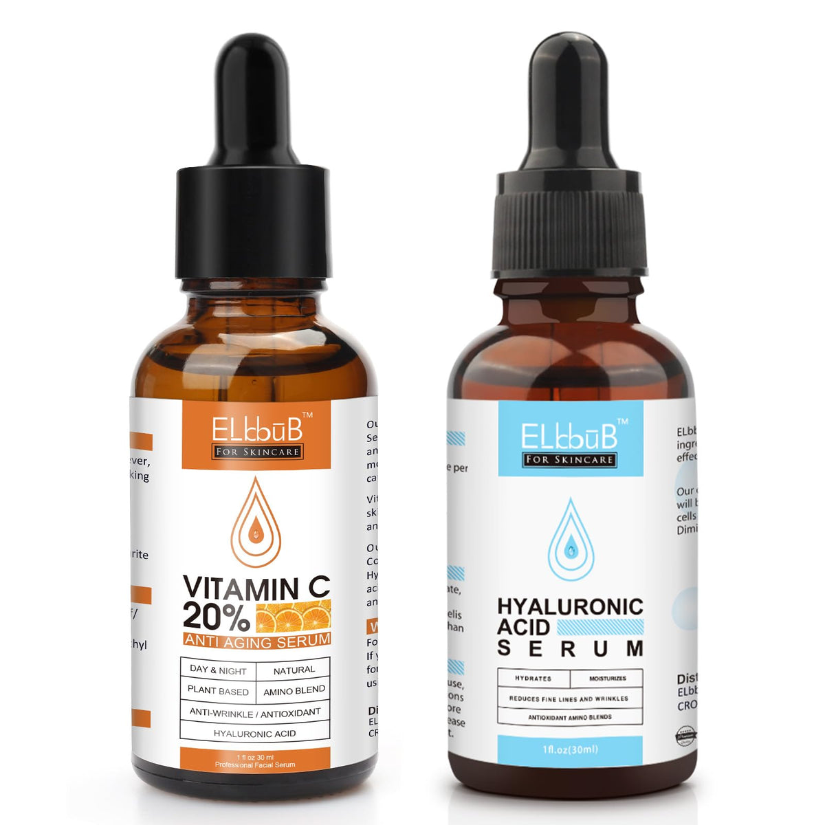 ELBBUB Vitamin C serum bottle for hydrated, radiant skin.