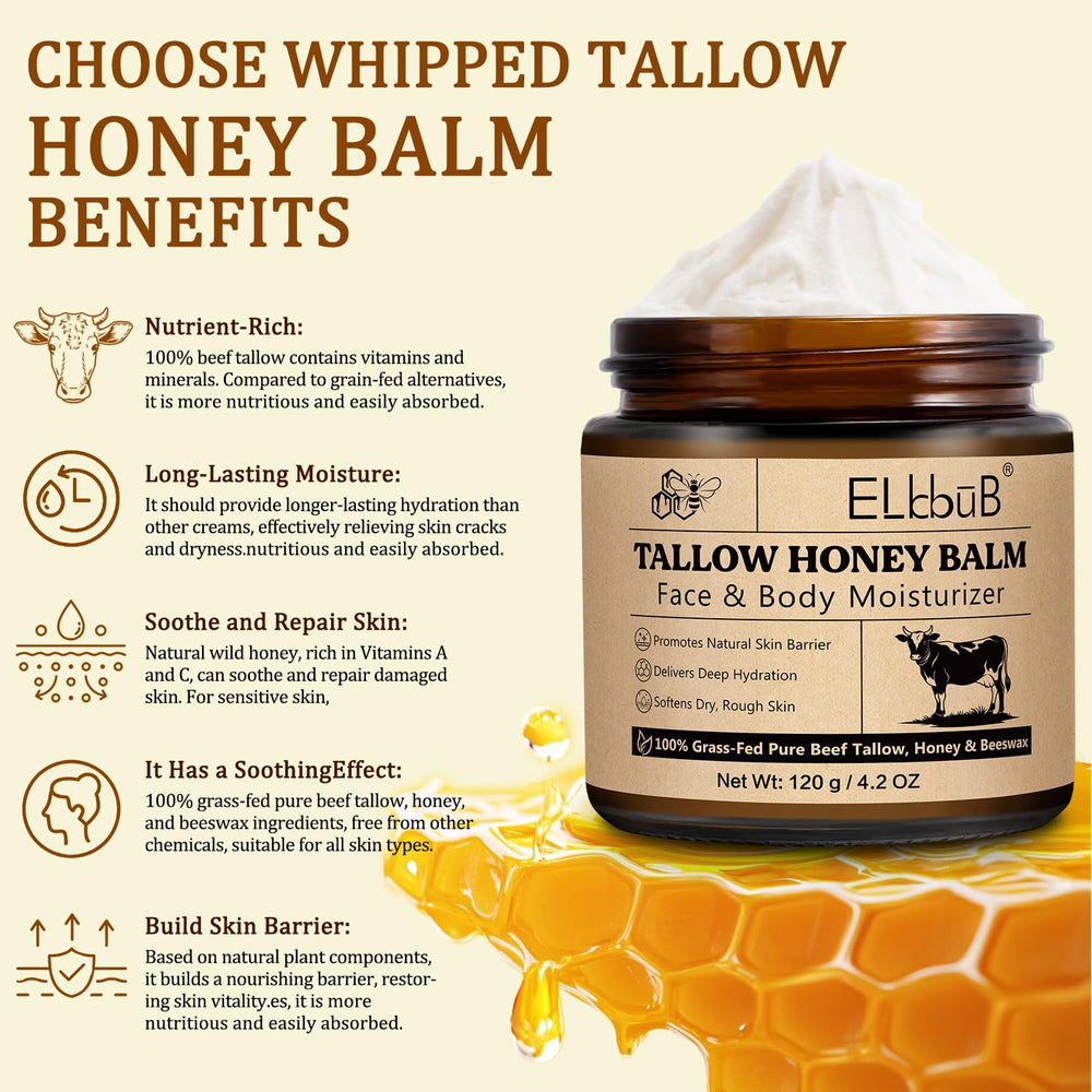 Close-up of ELBBUB whipped tallow cream texture for fast absorption.