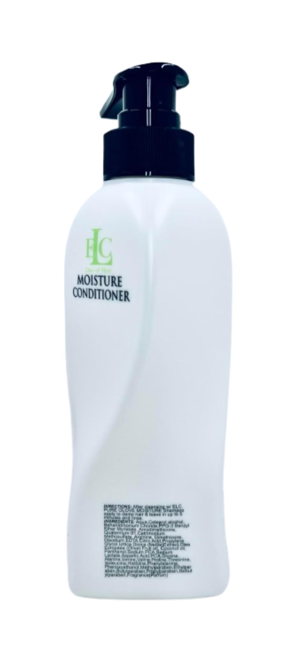 ELC Pure Olove Moisturizing Conditioner pump showing nourishing formula for smoother hair