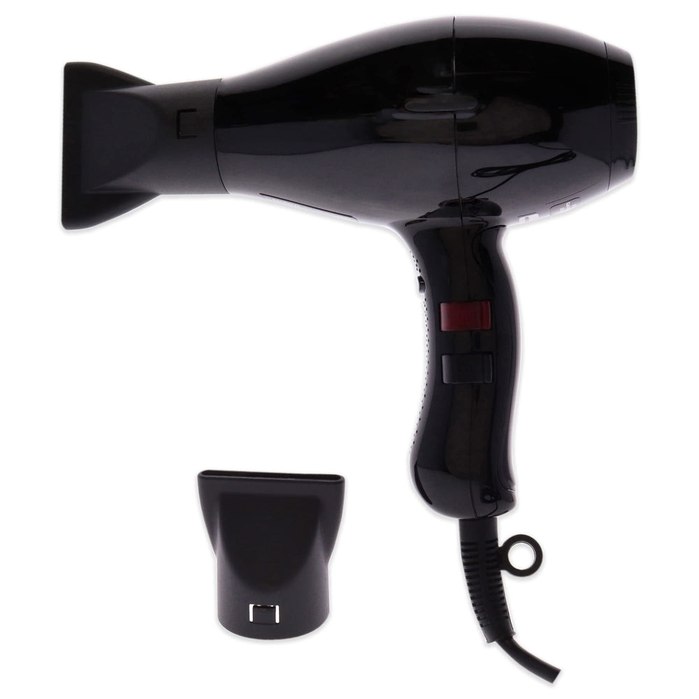 Elchim 3900 Light Ionic Black dryer side view shows ergonomic grip.