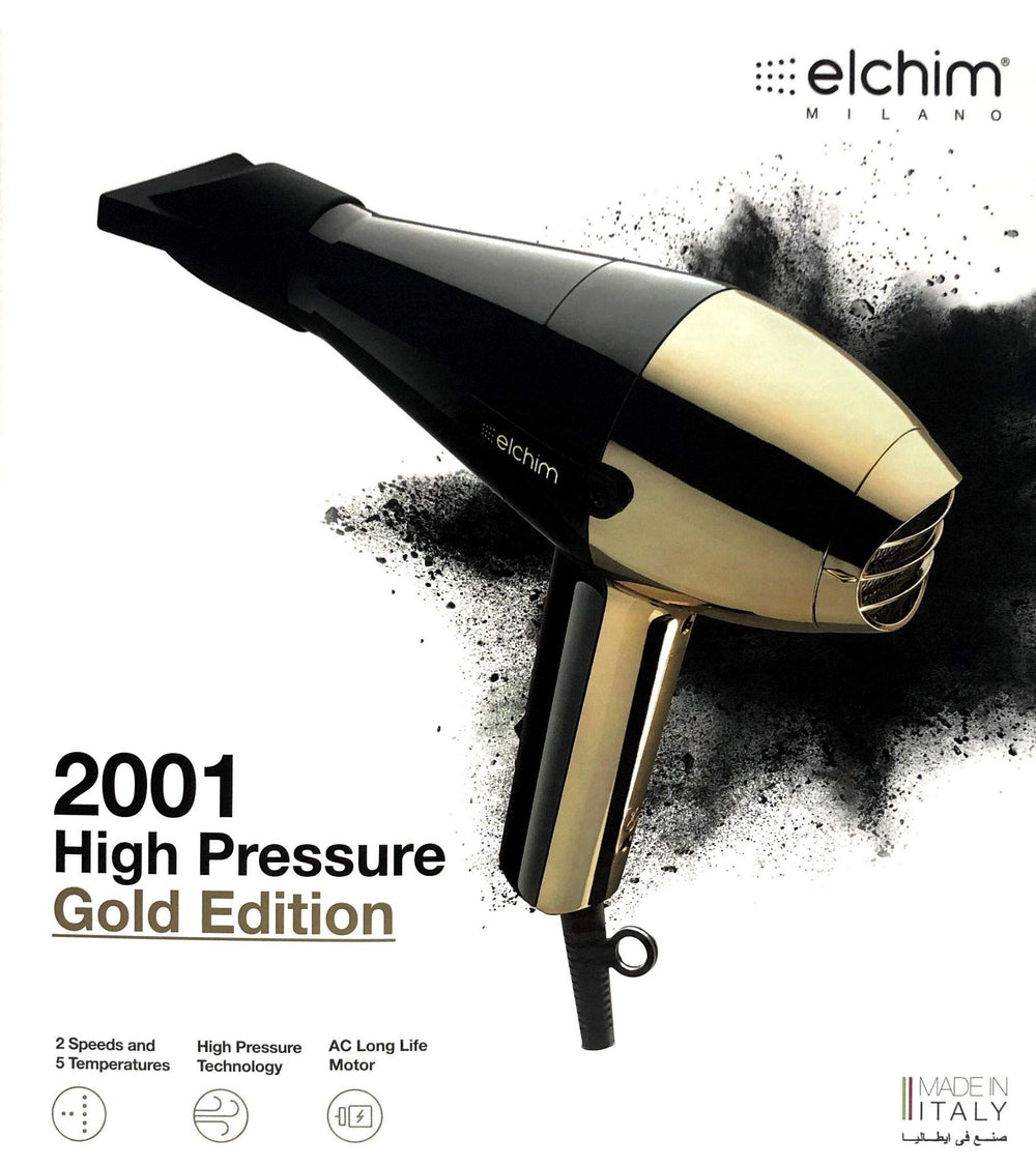 Elchim Classic 2001 high-pressure airflow visible for fast, efficient drying.