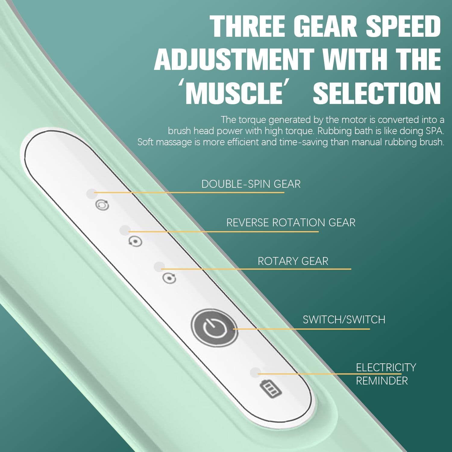 Electric Body Brush elastic bristle head for deeper exfoliation
